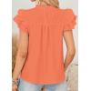 imageFalechay Womens Summer Tops Plus Size Ruffle Sleeve Blouses Dressy Casual Mock Neck Pleated Tunic Loose Fit ShirtsOrange1