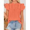 imageFalechay Womens Summer Tops Plus Size Ruffle Sleeve Blouses Dressy Casual Mock Neck Pleated Tunic Loose Fit ShirtsOrange1