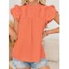 imageFalechay Womens Summer Tops Plus Size Ruffle Sleeve Blouses Dressy Casual Mock Neck Pleated Tunic Loose Fit ShirtsOrange1