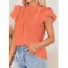 imageFalechay Womens Summer Tops Plus Size Ruffle Sleeve Blouses Dressy Casual Mock Neck Pleated Tunic Loose Fit ShirtsOrange1