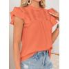 imageFalechay Womens Summer Tops Plus Size Ruffle Sleeve Blouses Dressy Casual Mock Neck Pleated Tunic Loose Fit ShirtsOrange1