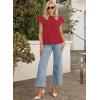 imageFalechay Womens Summer Tops Plus Size Ruffle Sleeve Blouses Dressy Casual Mock Neck Pleated Tunic Loose Fit ShirtsRed