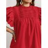 imageFalechay Womens Summer Tops Plus Size Ruffle Sleeve Blouses Dressy Casual Mock Neck Pleated Tunic Loose Fit ShirtsRed