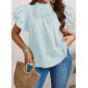 imageFalechay Womens Summer Tops Plus Size Ruffle Sleeve Blouses Dressy Casual Mock Neck Pleated Tunic Loose Fit ShirtsSage Green