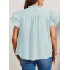 imageFalechay Womens Summer Tops Plus Size Ruffle Sleeve Blouses Dressy Casual Mock Neck Pleated Tunic Loose Fit ShirtsSage Green