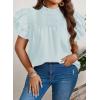 imageFalechay Womens Summer Tops Plus Size Ruffle Sleeve Blouses Dressy Casual Mock Neck Pleated Tunic Loose Fit ShirtsSage Green