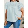 imageFalechay Womens Summer Tops Plus Size Ruffle Sleeve Blouses Dressy Casual Mock Neck Pleated Tunic Loose Fit ShirtsSage Green