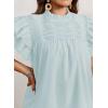 imageFalechay Womens Summer Tops Plus Size Ruffle Sleeve Blouses Dressy Casual Mock Neck Pleated Tunic Loose Fit ShirtsSage Green