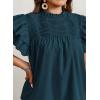 imageFalechay Womens Summer Tops Plus Size Ruffle Sleeve Blouses Dressy Casual Mock Neck Pleated Tunic Loose Fit ShirtsTurquoise