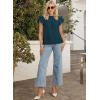 imageFalechay Womens Summer Tops Plus Size Ruffle Sleeve Blouses Dressy Casual Mock Neck Pleated Tunic Loose Fit ShirtsTurquoise