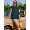 imageFalechay Womens Summer Tops Plus Size Ruffle Sleeve Blouses Dressy Casual Mock Neck Pleated Tunic Loose Fit ShirtsTurquoise