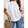 imageFalechay Womens Summer Tops Plus Size Ruffle Sleeve Blouses Dressy Casual Mock Neck Pleated Tunic Loose Fit ShirtsWhite