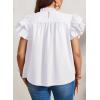 imageFalechay Womens Summer Tops Plus Size Ruffle Sleeve Blouses Dressy Casual Mock Neck Pleated Tunic Loose Fit ShirtsWhite