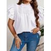 imageFalechay Womens Summer Tops Plus Size Ruffle Sleeve Blouses Dressy Casual Mock Neck Pleated Tunic Loose Fit ShirtsWhite