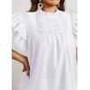 imageFalechay Womens Summer Tops Plus Size Ruffle Sleeve Blouses Dressy Casual Mock Neck Pleated Tunic Loose Fit ShirtsWhite