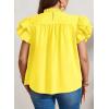 imageFalechay Womens Summer Tops Plus Size Ruffle Sleeve Blouses Dressy Casual Mock Neck Pleated Tunic Loose Fit ShirtsYellow