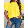 imageFalechay Womens Summer Tops Plus Size Ruffle Sleeve Blouses Dressy Casual Mock Neck Pleated Tunic Loose Fit ShirtsYellow