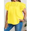 imageFalechay Womens Summer Tops Plus Size Ruffle Sleeve Blouses Dressy Casual Mock Neck Pleated Tunic Loose Fit ShirtsYellow