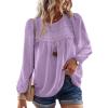 imageFalechay Boho Tops for Women Long Sleeve Shirts Crewneck Flowy Womens Blouses Dressy Casual Lace Hem Clothing Trendy 2026Purple