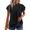 imageFalechay Womens Summer Tops Plus Size Ruffle Sleeve Blouses Dressy Casual Mock Neck Pleated Tunic Loose Fit ShirtsBlack1