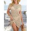 imageFalechay Swimsuit Coverup for Women Crochet Summer Bathing Suit Bikini Cover Up Mesh Knit Beach Dress Vacation OutfitsBeige
