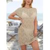 imageFalechay Swimsuit Coverup for Women Crochet Summer Bathing Suit Bikini Cover Up Mesh Knit Beach Dress Vacation OutfitsBeige