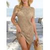 imageFalechay Swimsuit Coverup for Women Crochet Summer Bathing Suit Bikini Cover Up Mesh Knit Beach Dress Vacation OutfitsKhaki