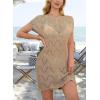 imageFalechay Swimsuit Coverup for Women Crochet Summer Bathing Suit Bikini Cover Up Mesh Knit Beach Dress Vacation OutfitsKhaki