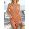 imageFalechay Swimsuit Coverup for Women Crochet Summer Bathing Suit Bikini Cover Up Mesh Knit Beach Dress Vacation OutfitsOrange