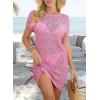 imageFalechay Swimsuit Coverup for Women Crochet Summer Bathing Suit Bikini Cover Up Mesh Knit Beach Dress Vacation OutfitsPink