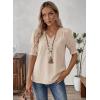 imageFalechay Womens Summer Tops Short Sleeve Shirts V Neck Lace Casual Loose Fit Blouses Boho Flowy Clothing Trendy 2026Apricot
