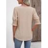 imageFalechay Womens Summer Tops Short Sleeve Shirts V Neck Lace Casual Loose Fit Blouses Boho Flowy Clothing Trendy 2026Apricot1
