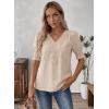 imageFalechay Womens Summer Tops Short Sleeve Shirts V Neck Lace Casual Loose Fit Blouses Boho Flowy Clothing Trendy 2026Apricot1