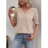 imageFalechay Womens Summer Tops Short Sleeve Shirts V Neck Lace Casual Loose Fit Blouses Boho Flowy Clothing Trendy 2026Apricot1