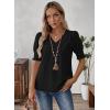 imageFalechay Womens Summer Tops Short Sleeve Shirts V Neck Lace Casual Loose Fit Blouses Boho Flowy Clothing Trendy 2026Black