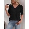 imageFalechay Womens Summer Tops Short Sleeve Shirts V Neck Lace Casual Loose Fit Blouses Boho Flowy Clothing Trendy 2026Black1