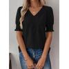 imageFalechay Womens Summer Tops Short Sleeve Shirts V Neck Lace Casual Loose Fit Blouses Boho Flowy Clothing Trendy 2026Black1
