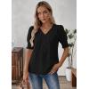 imageFalechay Womens Summer Tops Short Sleeve Shirts V Neck Lace Casual Loose Fit Blouses Boho Flowy Clothing Trendy 2026Black1