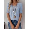 imageFalechay Womens Summer Tops Short Sleeve Shirts V Neck Lace Casual Loose Fit Blouses Boho Flowy Clothing Trendy 2026Blue