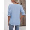 imageFalechay Womens Summer Tops Short Sleeve Shirts V Neck Lace Casual Loose Fit Blouses Boho Flowy Clothing Trendy 2026Blue