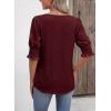 imageFalechay Womens Summer Tops Short Sleeve Shirts V Neck Lace Casual Loose Fit Blouses Boho Flowy Clothing Trendy 2026Burgundy