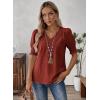 imageFalechay Womens Summer Tops Short Sleeve Shirts V Neck Lace Casual Loose Fit Blouses Boho Flowy Clothing Trendy 2026Orange