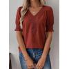 imageFalechay Womens Summer Tops Short Sleeve Shirts V Neck Lace Casual Loose Fit Blouses Boho Flowy Clothing Trendy 2026Orange1