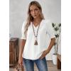 imageFalechay Womens Summer Tops Short Sleeve Shirts V Neck Lace Casual Loose Fit Blouses Boho Flowy Clothing Trendy 2026White
