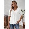 imageFalechay Womens Summer Tops Short Sleeve Shirts V Neck Lace Casual Loose Fit Blouses Boho Flowy Clothing Trendy 2026White1
