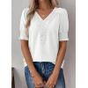 imageFalechay Womens Summer Tops Short Sleeve Shirts V Neck Lace Casual Loose Fit Blouses Boho Flowy Clothing Trendy 2026White1