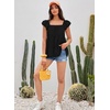 image:imageFalechay Womens Summer Tops Ruffle Sleeve Cute Babydoll Blouses Square Neck Flowy Peplum Pleated Casual Loose Fit ShirtsBlack1