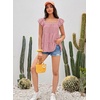 image:imageFalechay Womens Summer Tops Ruffle Sleeve Cute Babydoll Blouses Square Neck Flowy Peplum Pleated Casual Loose Fit ShirtsPink1
