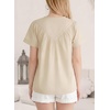 image:imageFalechay Womens Blouses Summer Short Sleeve Boho Tops V Neck Pleated Casual Flowy Loose Fit Cute Basic TunicApricot