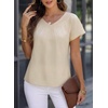 image:imageFalechay Womens Blouses Summer Short Sleeve Boho Tops V Neck Pleated Casual Flowy Loose Fit Cute Basic TunicApricot